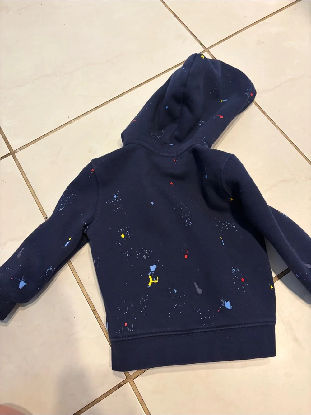 Polo Navy Hoodie & Jogger Set with Multicolor Paint Splatter